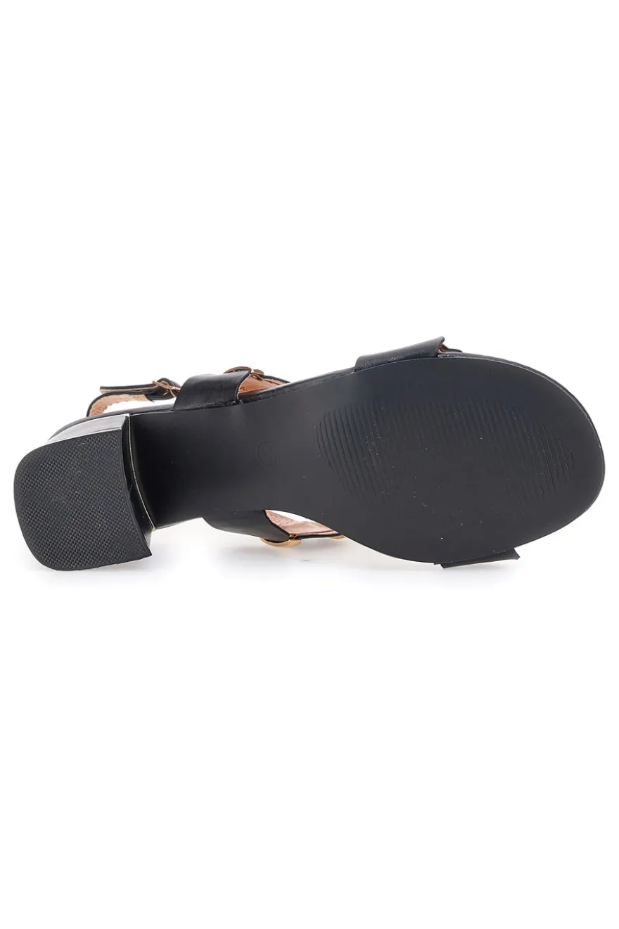 Sandali Sling-Back Neri Con Tacco The First 22162