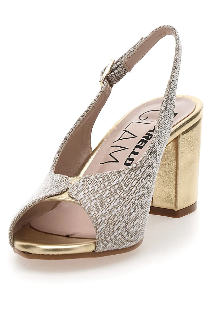 Sandali Slingback Platino con Tomaia Effetto Ricamo PITTARELLO GLAM 5991