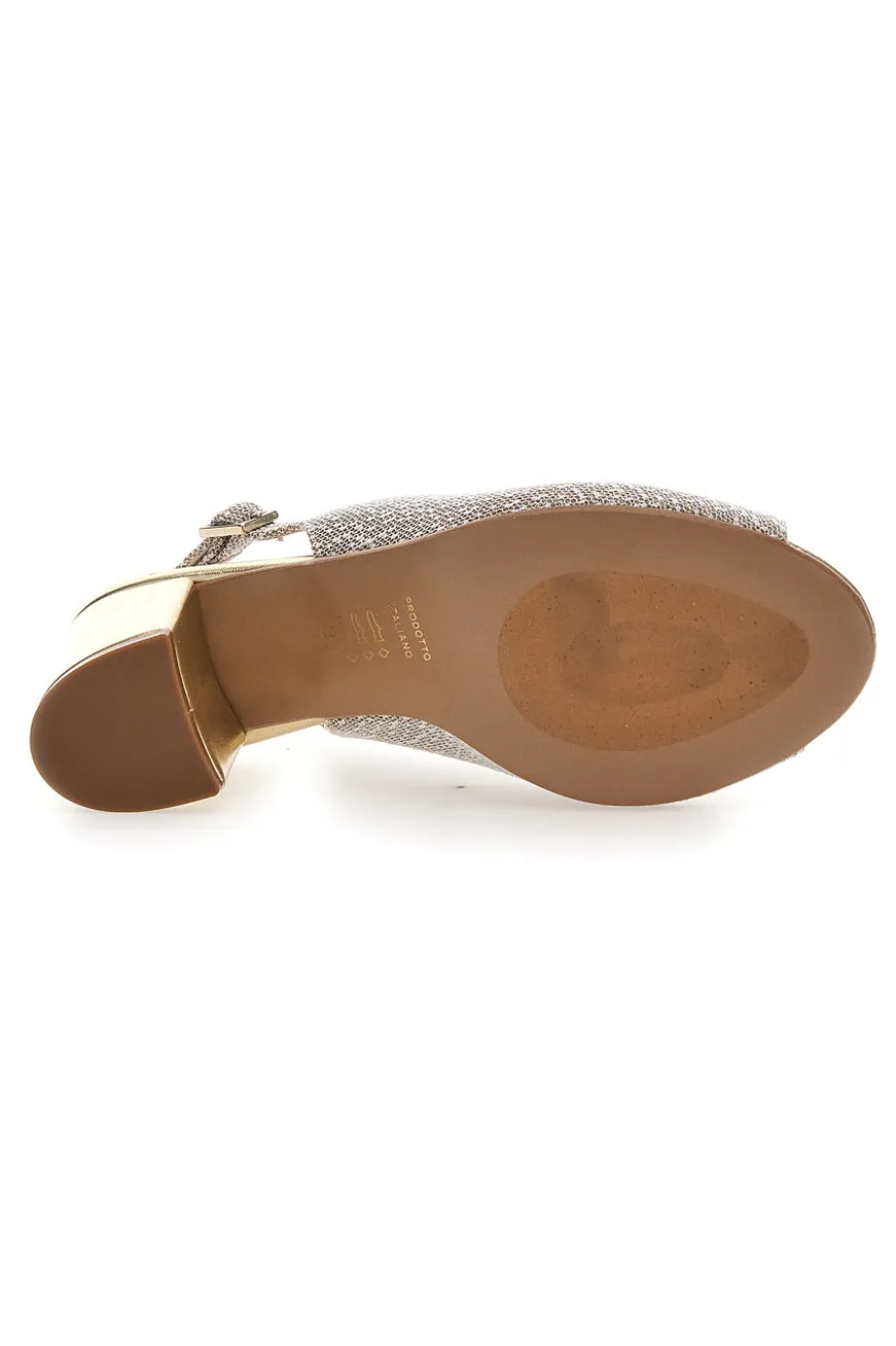 Sandali Slingback Platino con Tomaia Effetto Ricamo PITTARELLO GLAM 5991