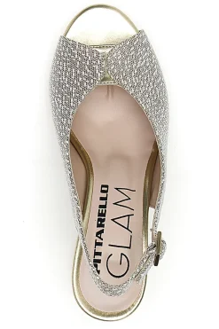 Sandali Slingback Platino con Tomaia Effetto Ricamo PITTARELLO GLAM 5991