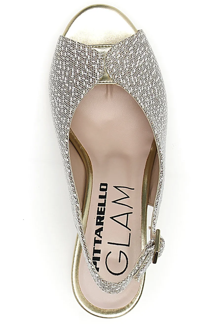 Sandali Slingback Platino con Tomaia Effetto Ricamo PITTARELLO GLAM 5991