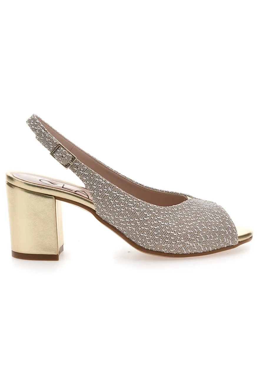 Sandali Slingback Platino con Tomaia Effetto Ricamo PITTARELLO GLAM 5991