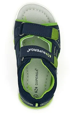 Sandali sportivi blu e verdi con velcro Superga S83U507