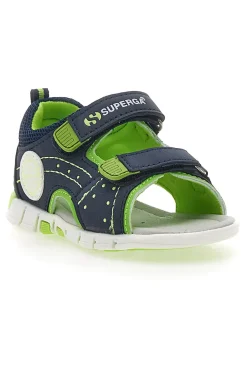 Sandali sportivi blu e verdi con velcro Superga S83U507