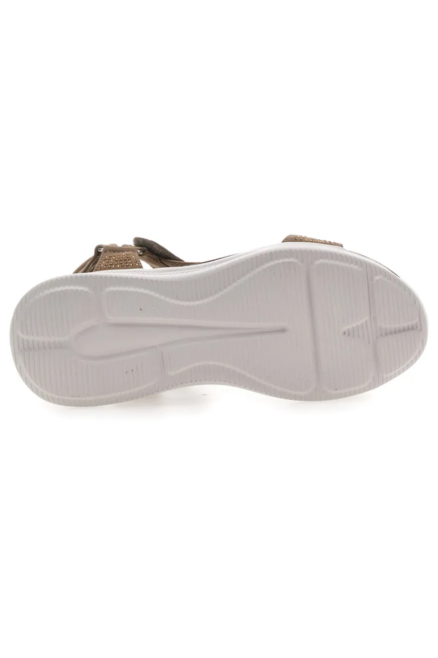 Sandali Taupe con Velcro e Glitter THE FIRST ACTIVE 6