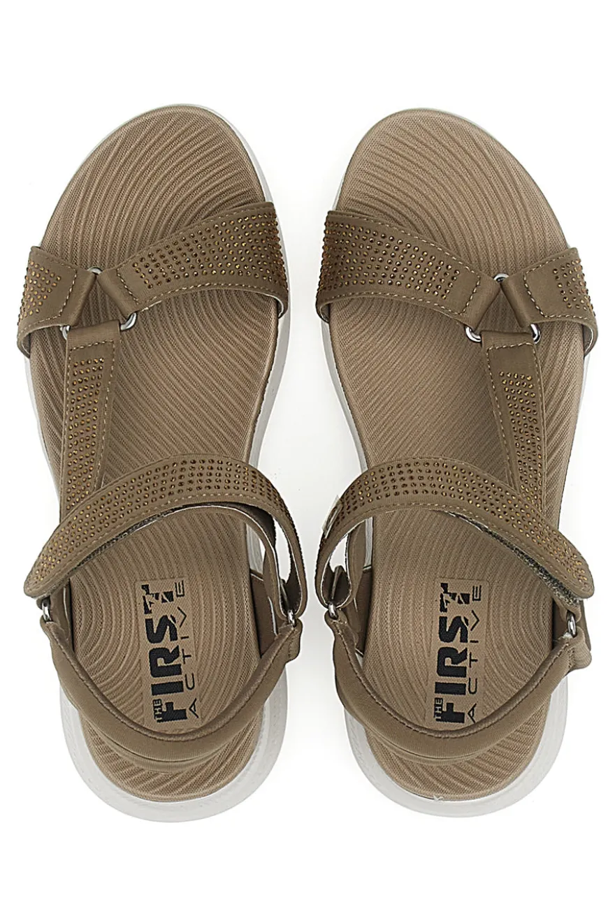 Sandali Taupe con Velcro e Glitter THE FIRST ACTIVE 6