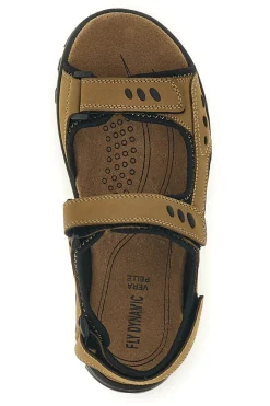 Sandali taupe in vera pelle con chiusura a strappo Fly dynamic FD11