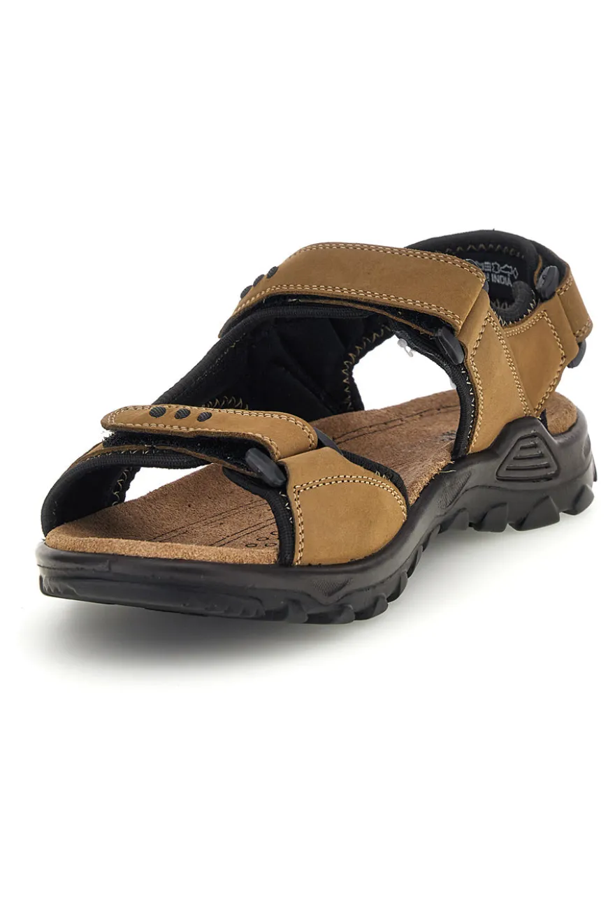 Sandali taupe in vera pelle con chiusura a strappo Fly dynamic FD11