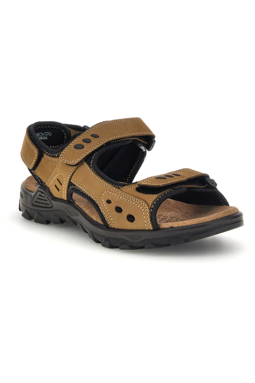 Sandali taupe in vera pelle con chiusura a strappo Fly dynamic FD11
