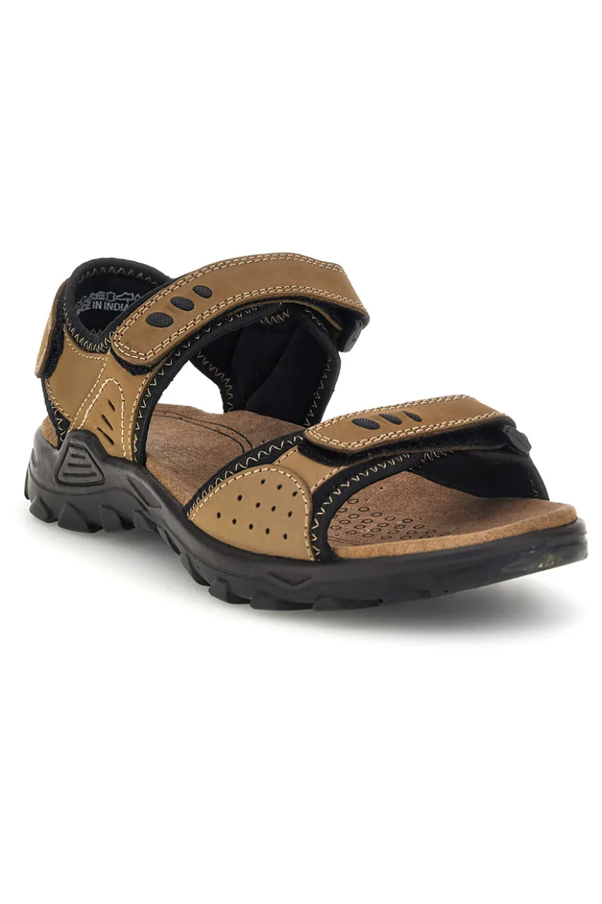 Sandali taupe in vera pelle con chiusure a strappo Fly dynamic FD10