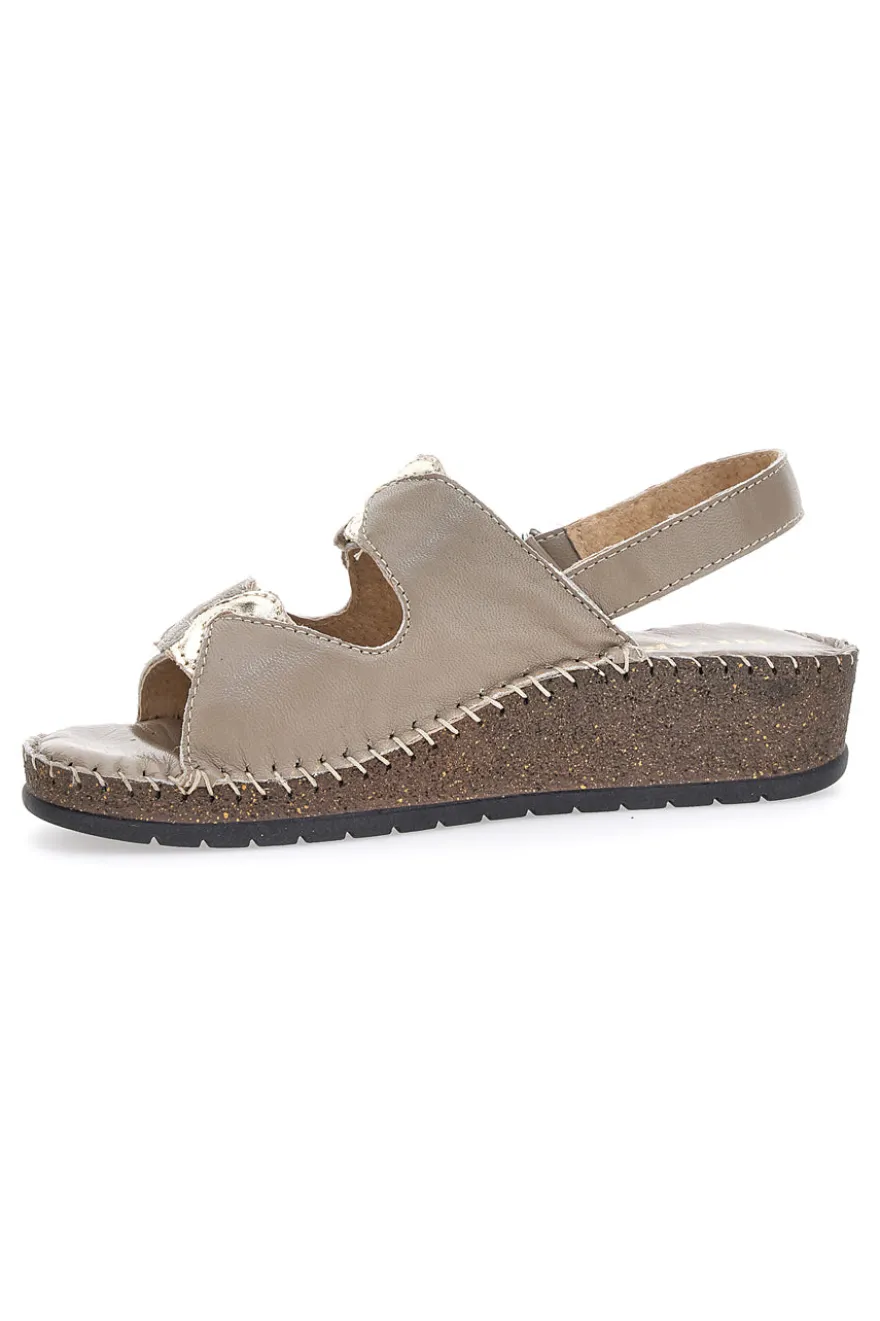 Sandali Taupe Sling-back Con Velcro Pittarello 42063