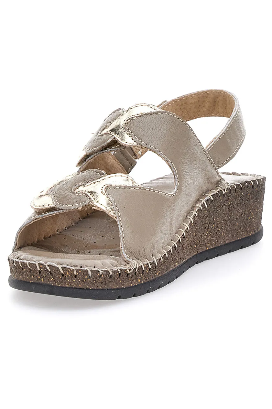 Sandali Taupe Sling-back Con Velcro Pittarello 42063