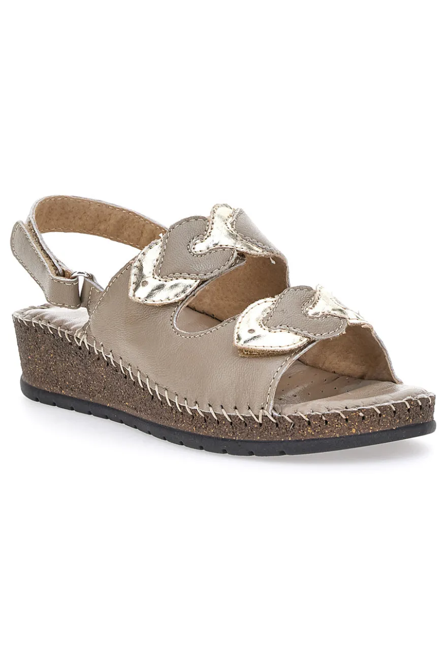 Sandali Taupe Sling-back Con Velcro Pittarello 42063