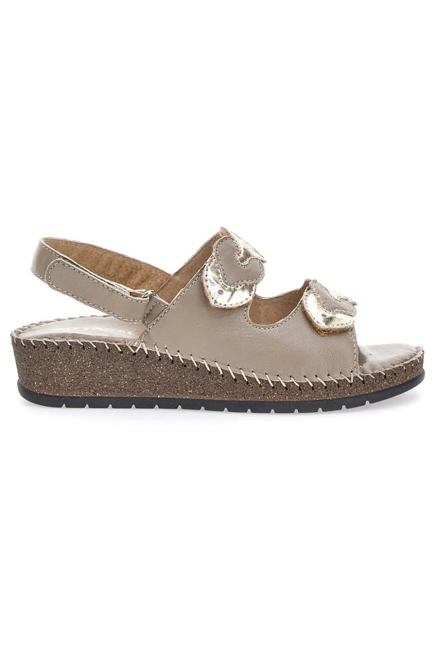 Sandali Taupe Sling-back Con Velcro Pittarello 42063