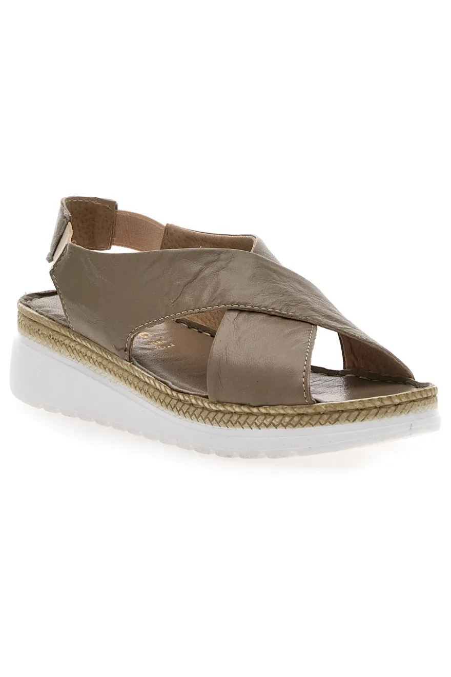 Sandali Taupe Sling-back Con Elastici Pittarello 90046