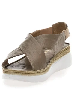 Sandali Taupe Sling-back Con Elastici Pittarello 90046