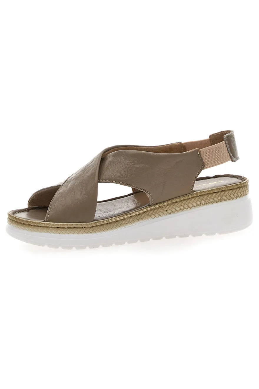 Sandali Taupe Sling-back Con Elastici Pittarello 90046