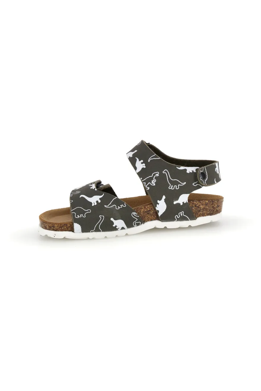 Sandali verde con stampa dinosauri strappi in velcro Pitt kids 40006ndn
