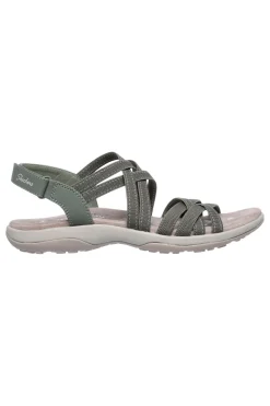 Sandali verde oliva con fasce elastiche regolabili Skechers REGGAE SLIM SUMMER GETAWAY