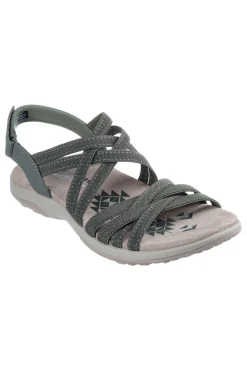 Sandali verde oliva con fasce elastiche regolabili Skechers REGGAE SLIM SUMMER GETAWAY