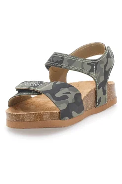 Sandali verde safari con doppio strappo e plantare in sughero PITT KIDS 14513
