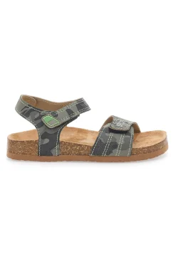 Sandali verde safari con doppio strappo e plantare in sughero PITT KIDS 14513