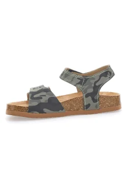 Sandali verde safari con doppio strappo e plantare in sughero PITT KIDS 14513
