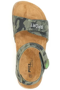 Sandali verde safari con doppio strappo e plantare in sughero PITT KIDS 14513