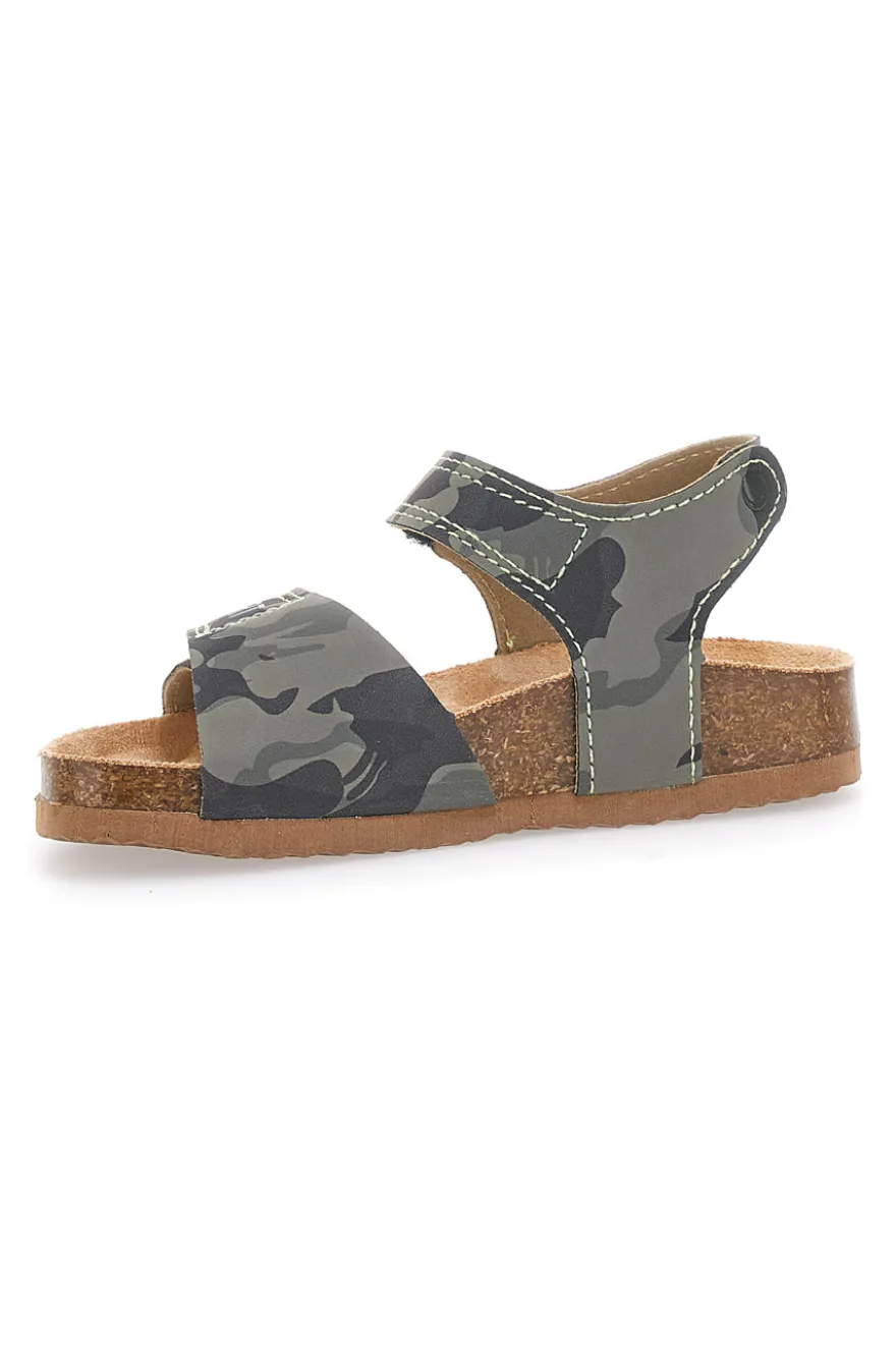 Sandali verdi con chiusura a strappo e scritta SPORT Pitt Kids 14513