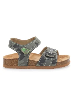 Sandali verdi con chiusura a strappo e scritta SPORT Pitt Kids 14513