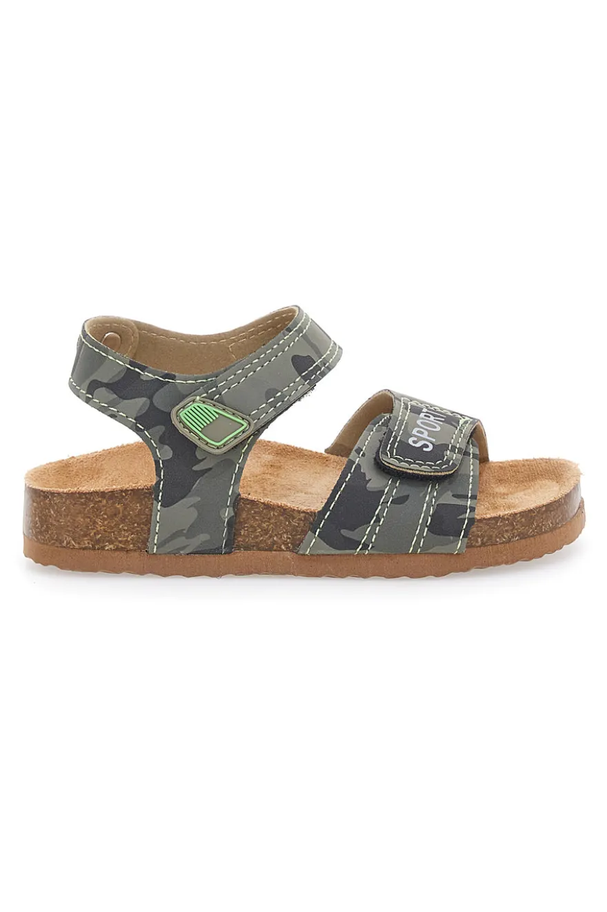 Sandali verdi con chiusura a strappo e scritta SPORT Pitt Kids 14513