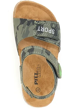 Sandali verdi con chiusura a strappo e scritta SPORT Pitt Kids 14513