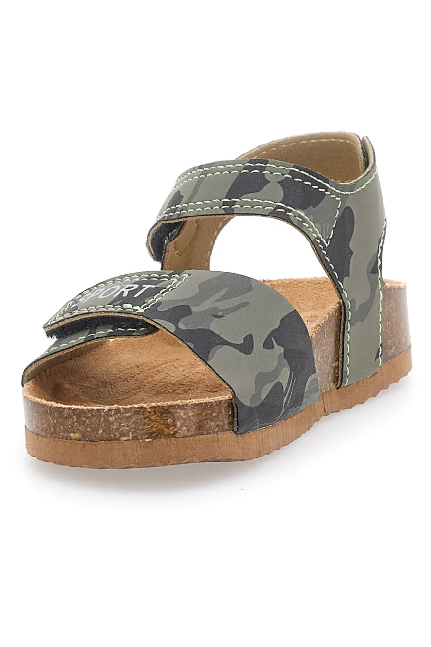 Sandali verdi con chiusura a strappo e scritta SPORT Pitt Kids 14513