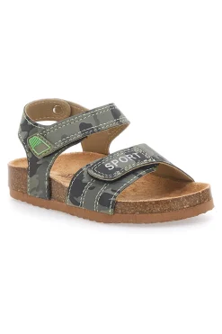 Sandali verdi con chiusura a strappo e scritta SPORT Pitt Kids 14513