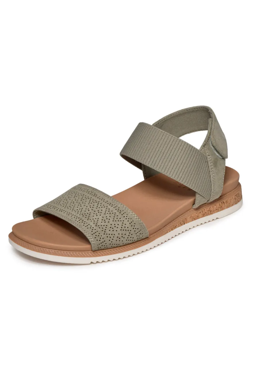 Sandali verdi con cinturino in velcro e fascia traforata Skechers Desert kiss low