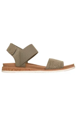 Sandali verdi con cinturino in velcro e fascia traforata Skechers Desert kiss low