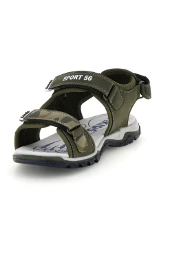 Sandali verdi con dettagli a contrasto e chiusura a strappo Pitt kids 15117