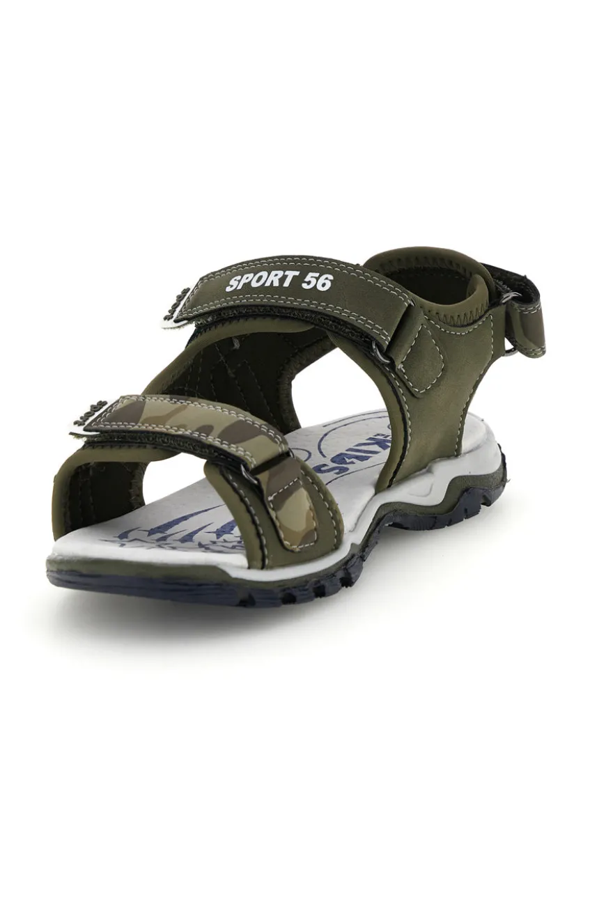 Sandali verdi con dettagli a contrasto e chiusura a strappo Pitt kids 15117