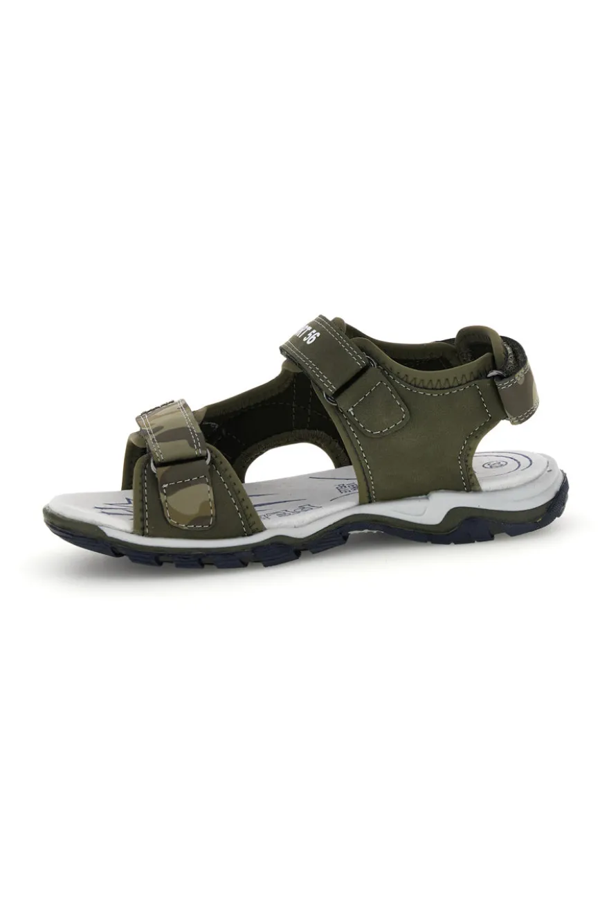 Sandali verdi con dettagli a contrasto e chiusura a strappo Pitt kids 15117