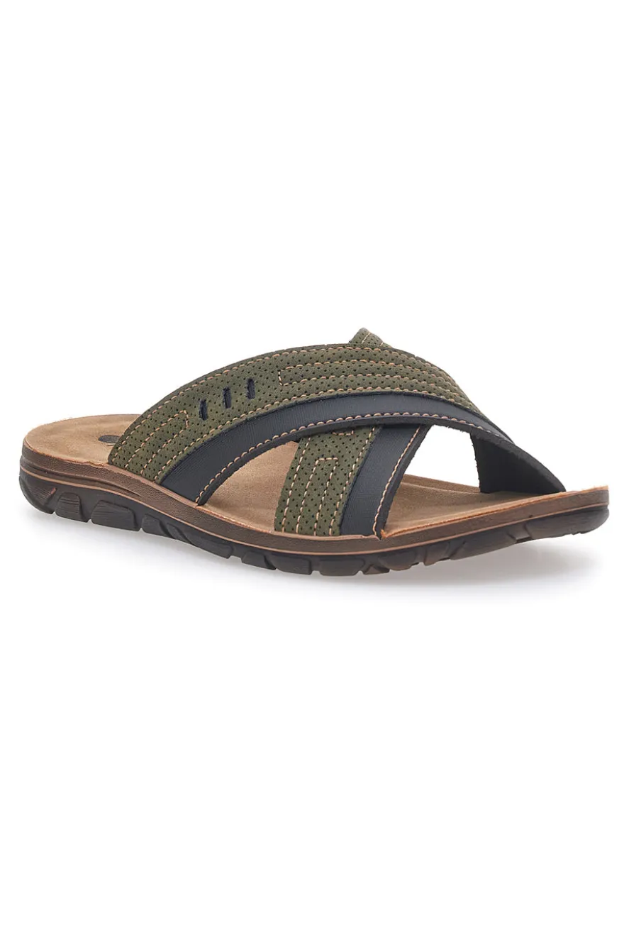 Sandali verdi con fasce incrociate e sottopiede comfort Inblu 03 VT