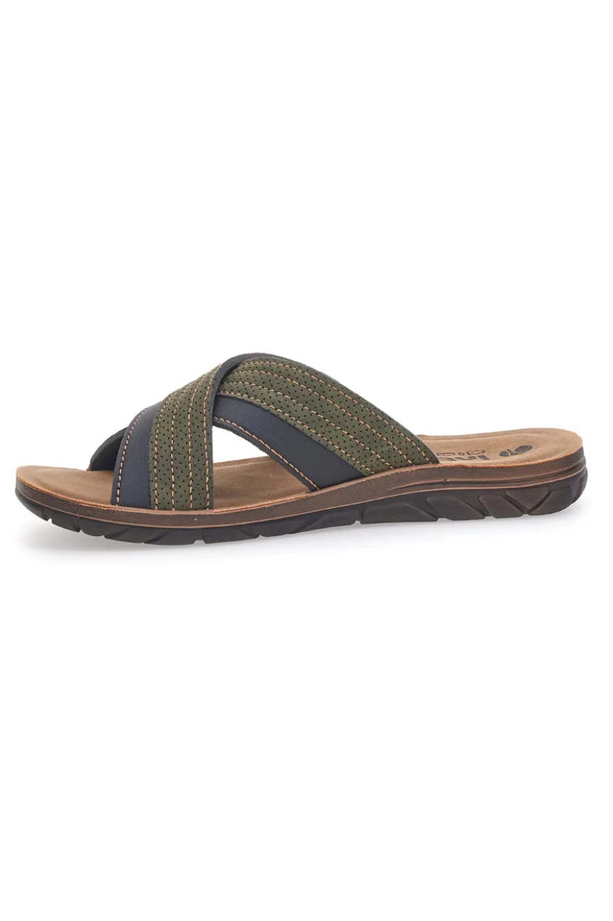 Sandali verdi con fasce incrociate e sottopiede comfort Inblu 03 VT