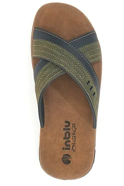 Sandali verdi con fasce incrociate e sottopiede comfort Inblu 03 VT