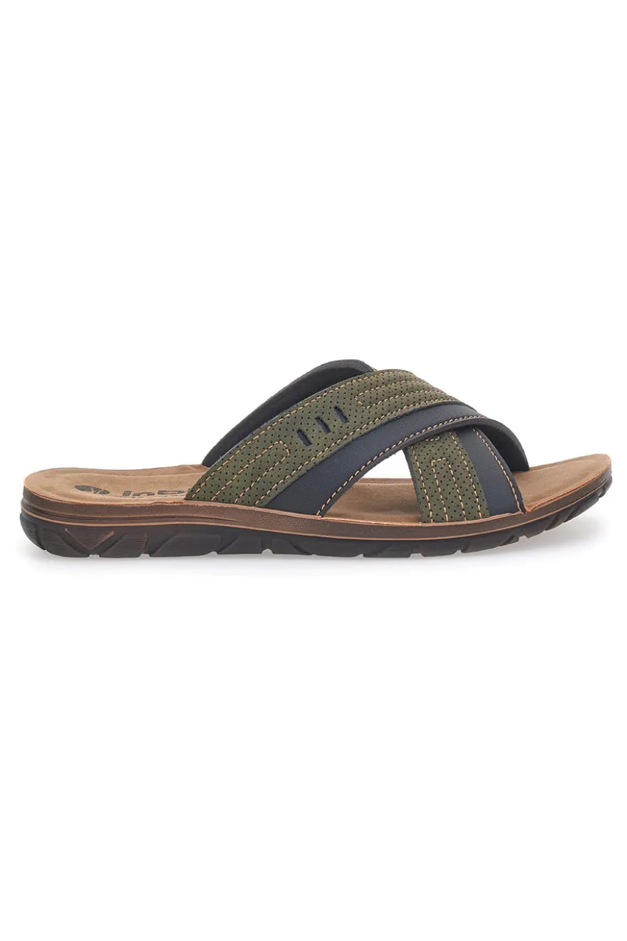Sandali verdi con fasce incrociate e sottopiede comfort Inblu 03 VT
