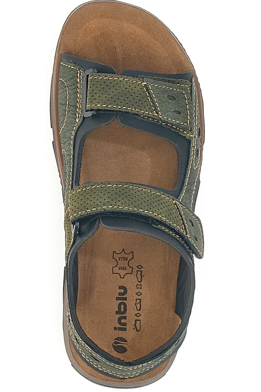 Sandali Verdi Con Strappi e Plantare In Pelle Inblu 08 To