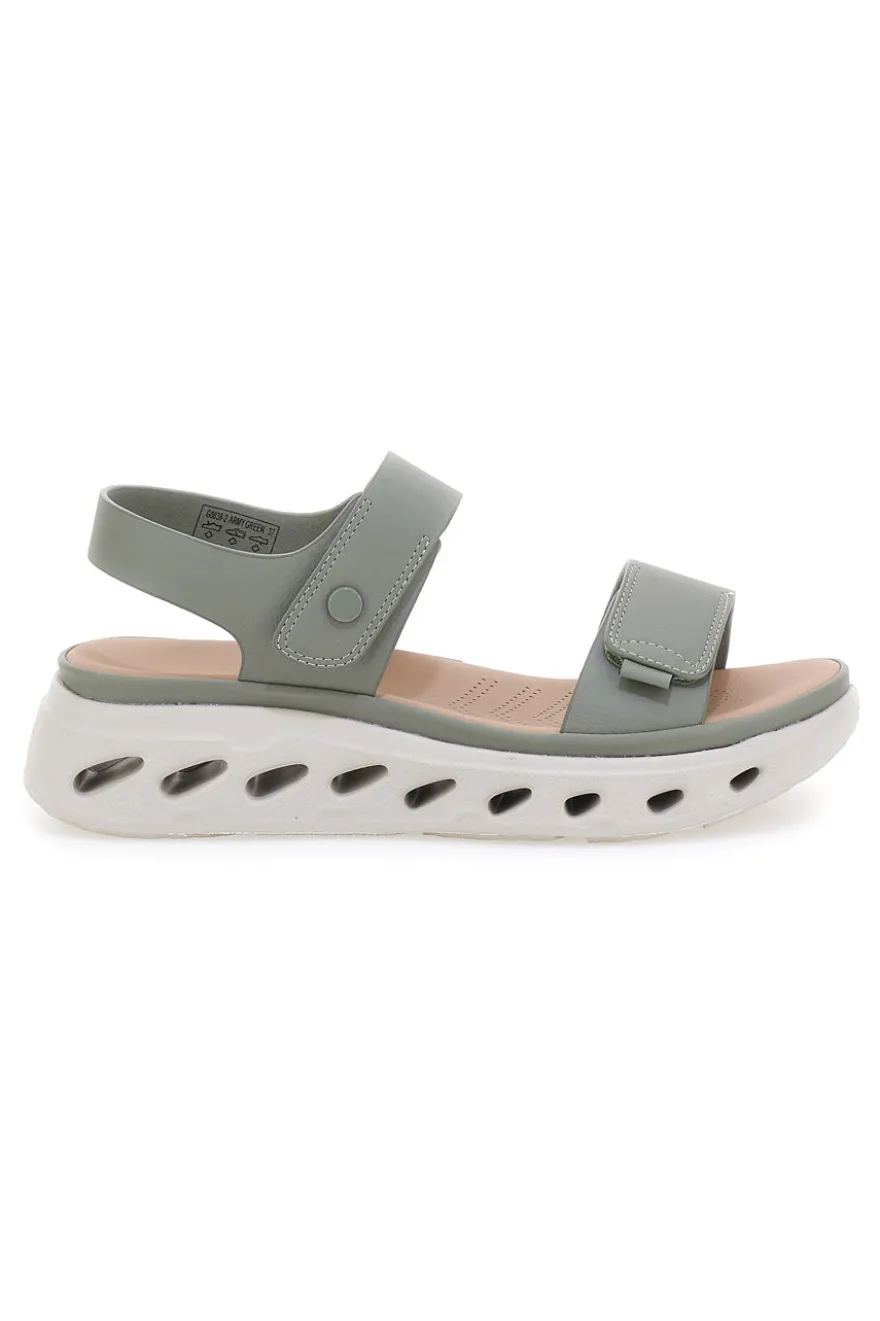 Sandali Verdi Con Strappo in Velcro e Suola Ammortizzata Plocadi G88382