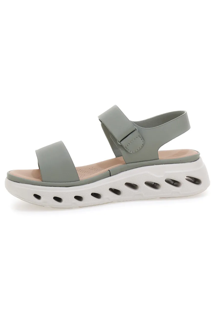 Sandali Verdi Con Strappo in Velcro e Suola Ammortizzata Plocadi G88382