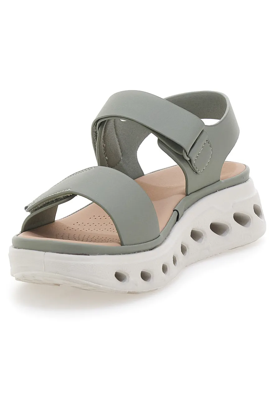 Sandali Verdi Con Strappo in Velcro e Suola Ammortizzata Plocadi G88382