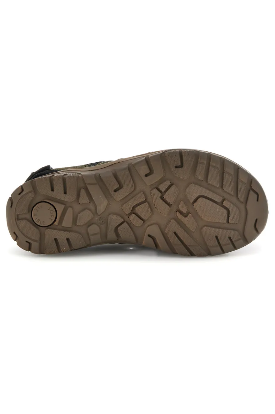 Sandali verdi in vera pelle con chiusura a strappo Fly dynamic FD07