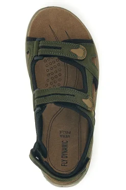 Sandali verdi in vera pelle con chiusura a strappo Fly dynamic FD07