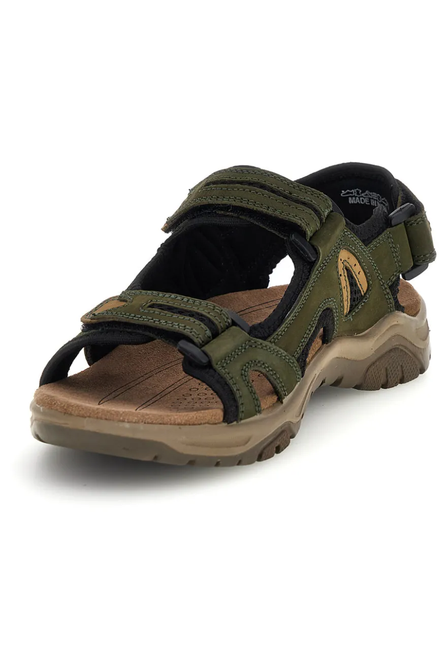 Sandali verdi in vera pelle con chiusura a strappo Fly dynamic FD07